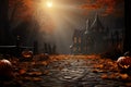 A Halloween scene amidst the vibrant tapestry of autumns beauty