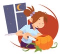 Halloween Scene. Illustration For Internet And Mobile Website
