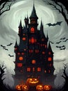 Halloween scene horror background with creepy pumpkins spooky halloween Royalty Free Stock Photo