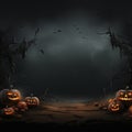 A spooky Halloween scene with pumpkins and bats Royalty Free Stock Photo