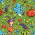 Halloween seamless cute pattern Royalty Free Stock Photo