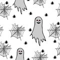 Halloween seamless with with ghost, spider web