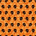 Halloween Seamless Pattern with Black Skulls Royalty Free Stock Photo