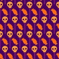 Halloween seamless pattern with candies and skull Royalty Free Stock Photo