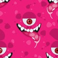 Halloween seamless pattern with cartoon expression monster