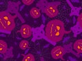 Halloween seamless pattern with Christian crosses, pumpkins, spiders and bats. Happy Halloween October 31st, Jack-O-Lantern. Royalty Free Stock Photo