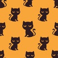 Halloween seamless pattern collection with black cat Royalty Free Stock Photo