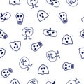 Halloween seamless pattern in doodle style. Hand drawn vector illustration. ghost, halloween pumpkin, skull, monster.