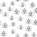 Halloween. Seamless pattern in elements of doodle and cartoon style. Royalty Free Stock Photo