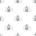 Halloween. Seamless pattern in elements of doodle and cartoon style. Royalty Free Stock Photo