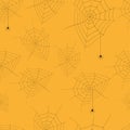 Halloween seamless pattern. Endless background with spider web and spiders. Vector Royalty Free Stock Photo