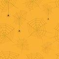 Halloween seamless pattern. Endless background with spiders and spider web. Vector Royalty Free Stock Photo