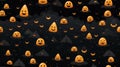 halloween seamless pattern with halloween pumpkins on a black background Royalty Free Stock Photo