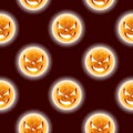 Halloween seamless pattern illustration with moon scary faces on dark background. Royalty Free Stock Photo