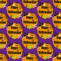 Halloween seamless pattern. Infinite background, repeating texture. Vector illustration. Royalty Free Stock Photo