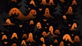 halloween seamless pattern with orange ghosts in the forest Royalty Free Stock Photo