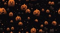 halloween seamless pattern with pumpkins on black background Royalty Free Stock Photo