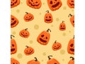 Halloween seamless pattern pumpkins. Cartoon characters halloween illustration. Vector pattern for paper background vector