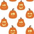 Halloween seamless pattern with pumpkins