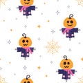 Halloween seamless pattern with scarecrow, vector illustration Royalty Free Stock Photo