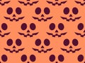 Halloween seamless pattern with scary faces. Halloween carved pumpkin face. Happy Halloween October 31st, Jack-o-lantern