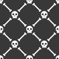 Halloween seamless pattern skull and bone, flat design with clip