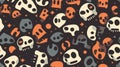 halloween seamless pattern with skulls and bones on a black background Royalty Free Stock Photo