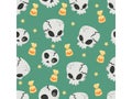 Halloween seamless pattern skulls. Cartoon characters halloween illustration. Vector pattern for paper background vector