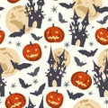 Halloween seamless pattern on white background