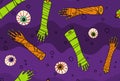 Spooky zombie hands and eyes seamless pattern Royalty Free Stock Photo