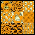 Halloween seamless patterns set Royalty Free Stock Photo