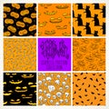 Halloween seamless patterns set Royalty Free Stock Photo