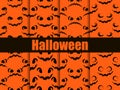 Halloween seamless patterns set. Scary faces, jack-o-lantern pumpkin icon. Vector Royalty Free Stock Photo