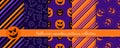 Halloween seamless patterns set. Vector collection of bright funny textures
