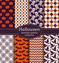 Halloween seamless patterns. Vector set. Royalty Free Stock Photo