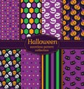 Halloween seamless patterns. Vector set. Royalty Free Stock Photo