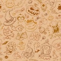 Halloween seamless background with cartoon Halloween personages Royalty Free Stock Photo