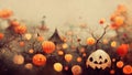 Halloween season festival haunted house ghost background. Digital painting. Royalty Free Stock Photo