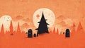 Halloween season festival haunted house ghost background. Digital painting. Royalty Free Stock Photo