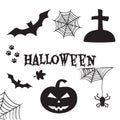 Halloween set. All Hallows` Eve, All Saints` Eve. Vector illustration Royalty Free Stock Photo