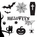 Halloween set. All Hallows` Eve, All Saints` Eve. Vector illustration