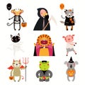 Halloween set with cute animals Royalty Free Stock Photo