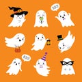 Halloween set of cute funny ghosts