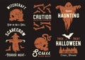 Halloween set of designs or collection of emblems for Halloween party and mystery night Royalty Free Stock Photo