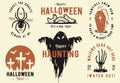 Halloween set of designs or collection of emblems for Halloween party and mystery night Royalty Free Stock Photo