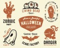 Halloween set of designs or collection of emblems for Halloween party and mystery night Royalty Free Stock Photo