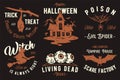 Halloween set of designs or collection of emblems for Halloween party and mystery night