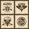 Halloween set of four vector brown vintage emblems Royalty Free Stock Photo