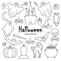 Halloween set of doodle style elements. Royalty Free Stock Photo