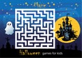 Mini games for children, Halloween. labyrinth with ghosts. book for preschooler